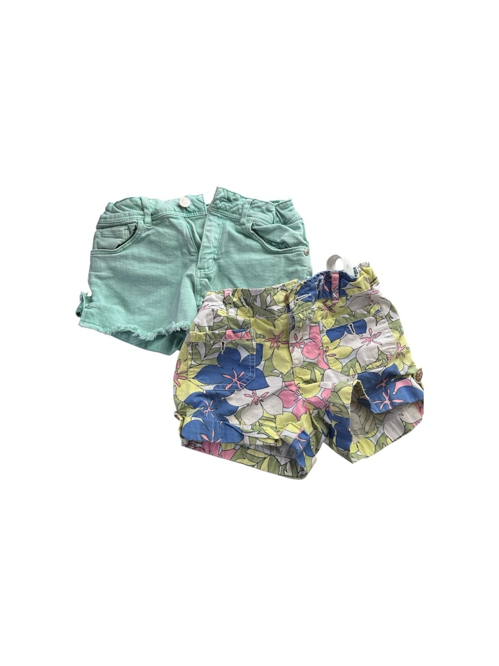 Girls Size 8 Shorts Set - Mint Green and Floral Print